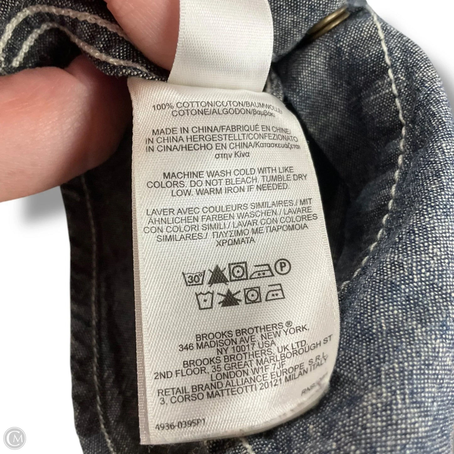 Blouse Long Sleeve By Brooks Brothers In Grey, Size: M