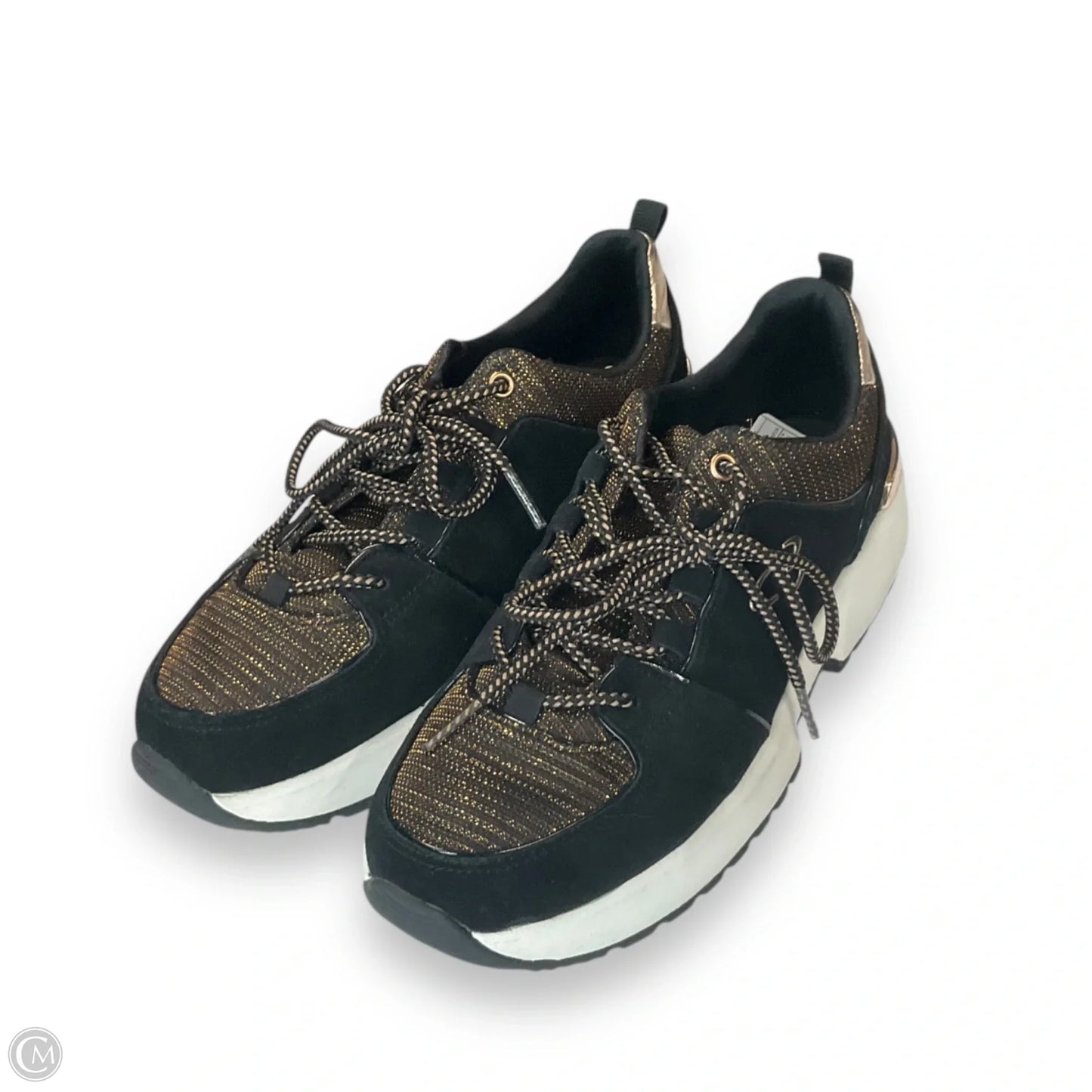 Shoes Athletic By Skechers In Black & Gold, Size: 7