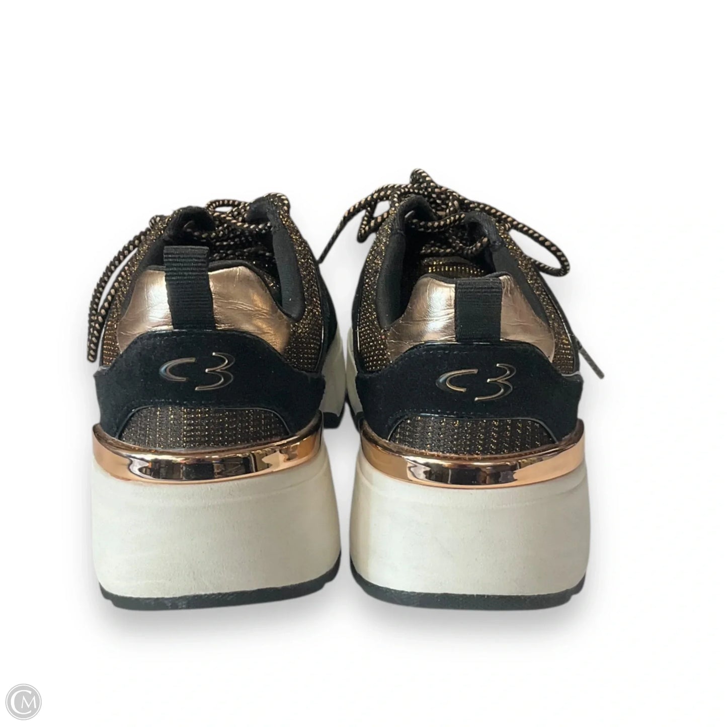 Shoes Athletic By Skechers In Black & Gold, Size: 7