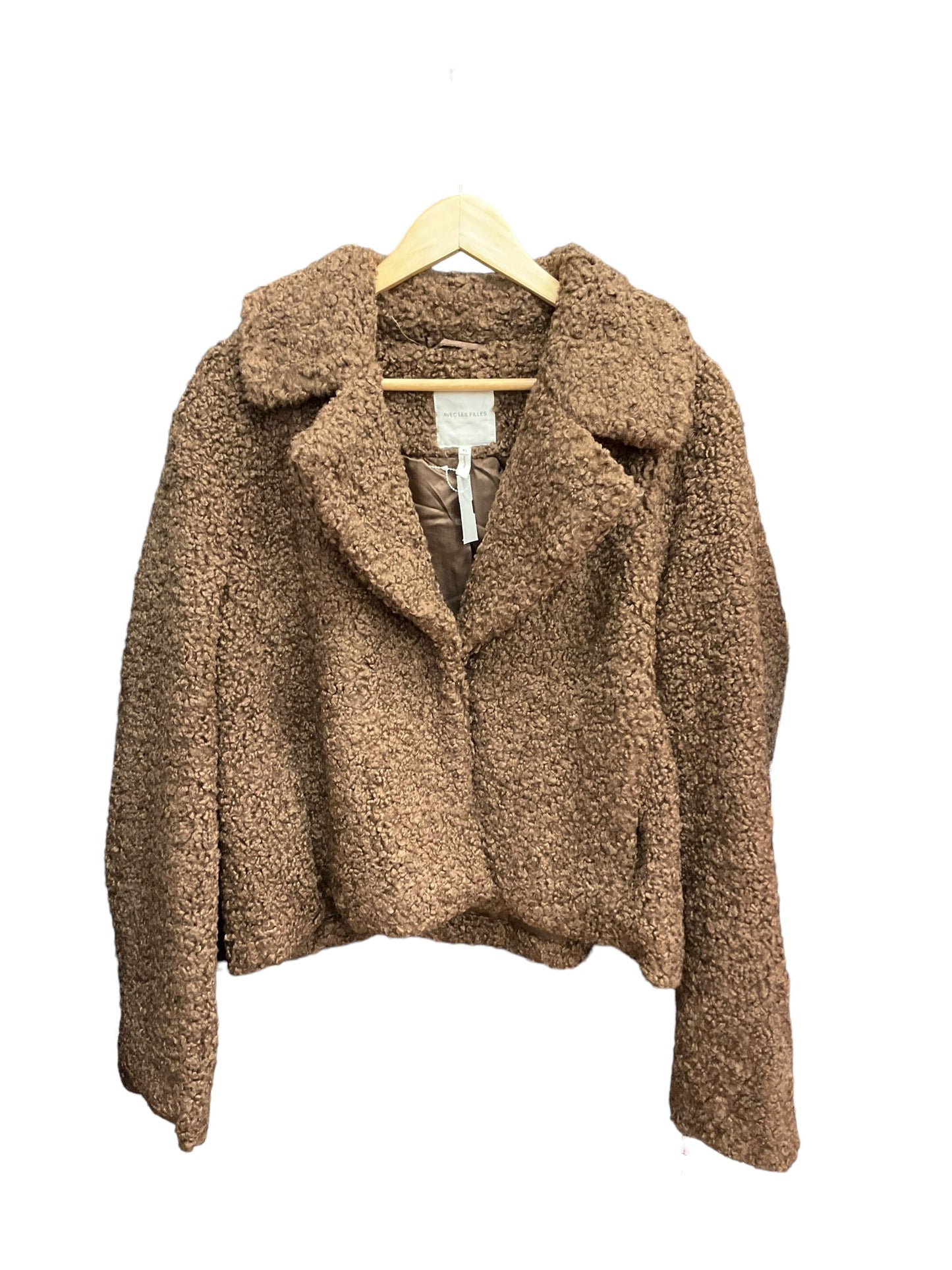 Brown Jacket Faux Fur & Sherpa Avec Les Filles, Size Xl