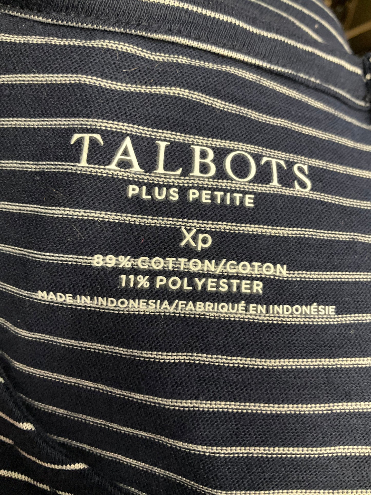 Blue & White Top Short Sleeve Talbots, Size Xl