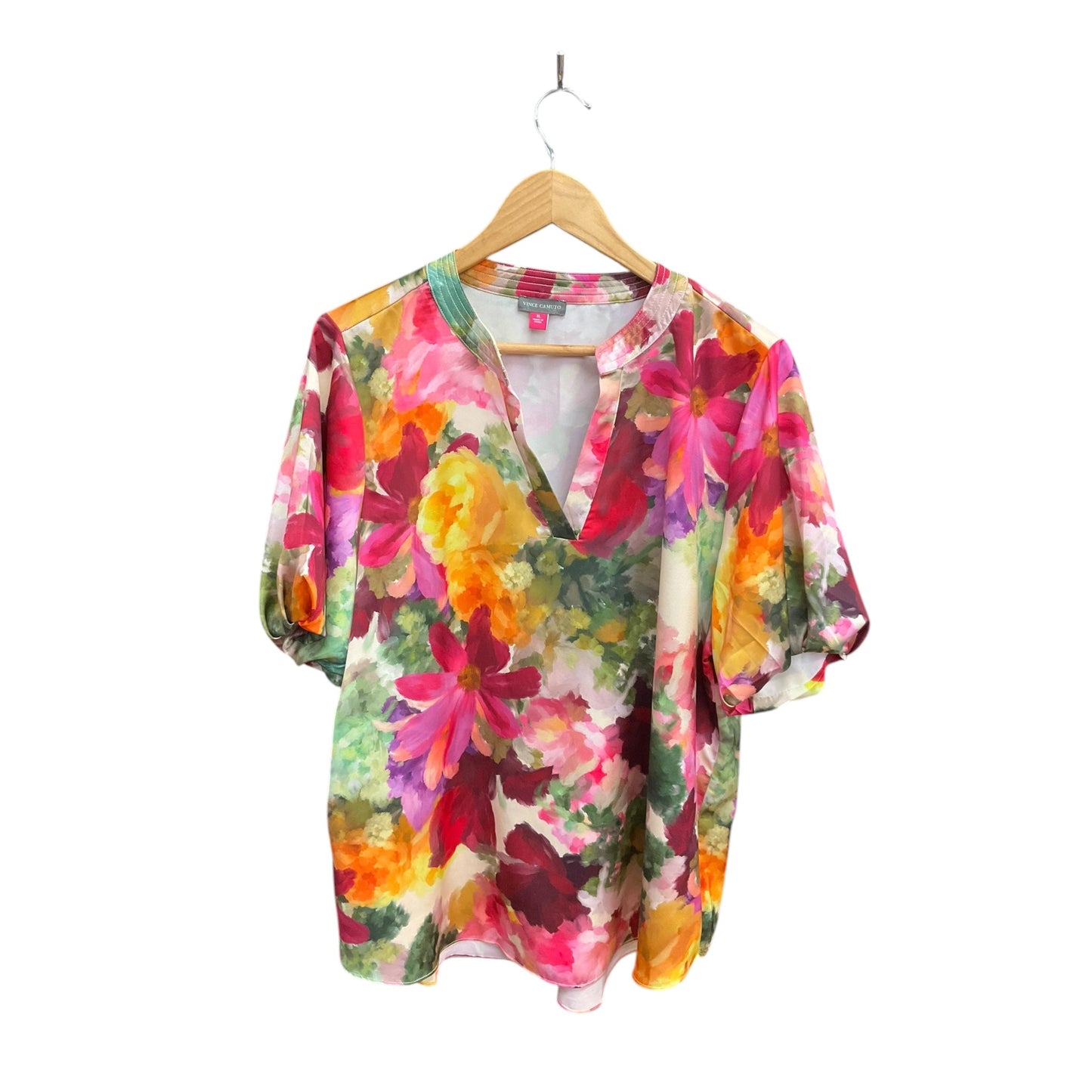 Top Short Sleeve By Vince Camuto In Floral Print, Size: Xl