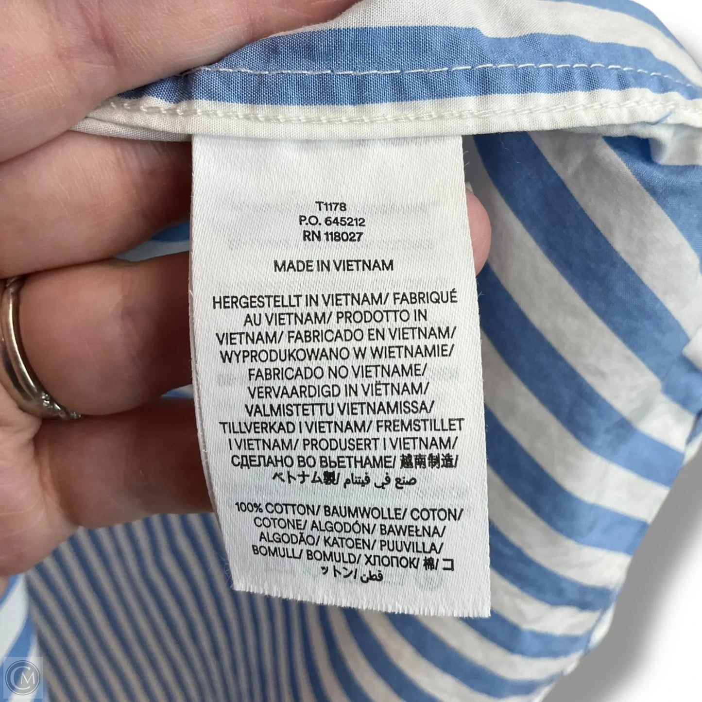 Blouse Long Sleeve By Boden In Striped Pattern, Size: 20