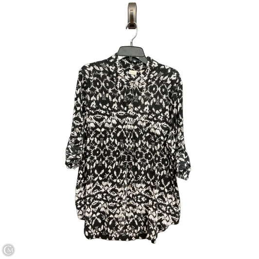 Blouse 3/4 Sleeve By West Bound In Black & White, Size: Xl