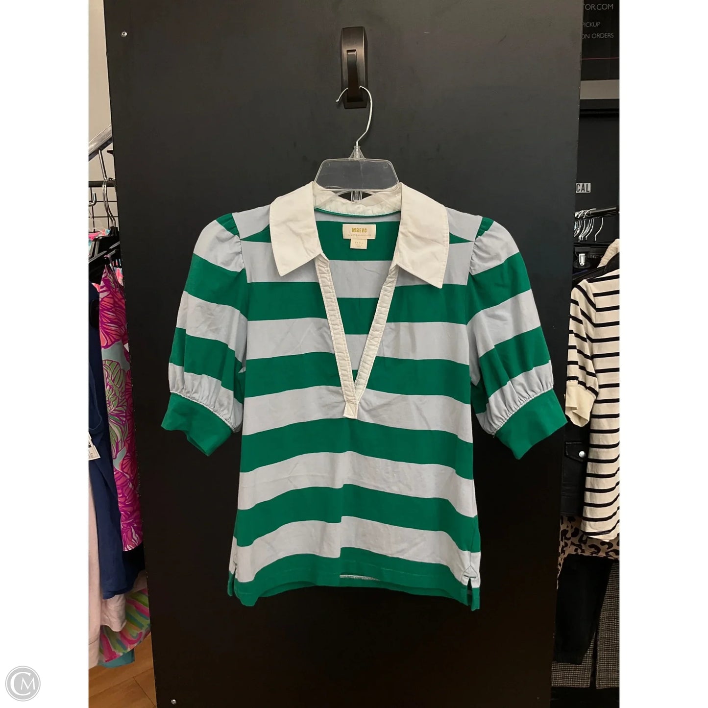 Top Short Sleeve By Maeve In Striped Pattern, Size: S
