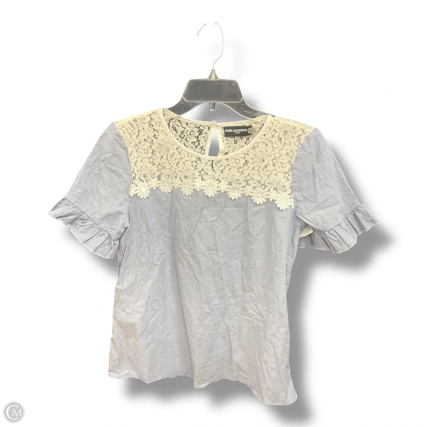 Top Short Sleeve Designer By Karl Lagerfeld In Blue, Size: S