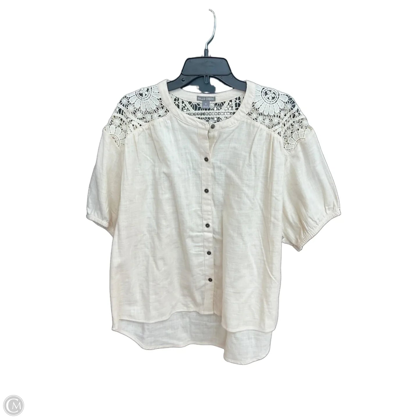 Top Short Sleeve By Falls Creek In Cream, Size: 1x