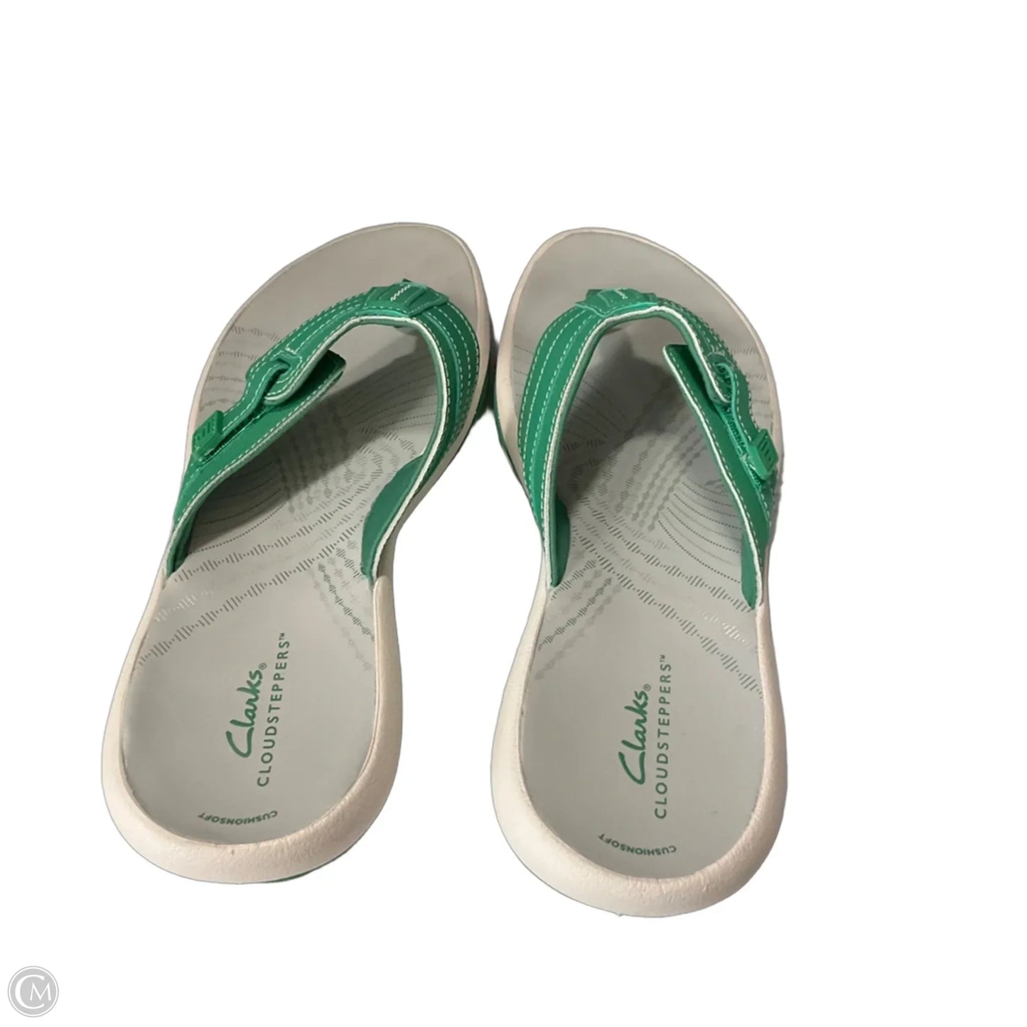 Sandals Flip Flops By Clarks In Green & White, Size: 9
