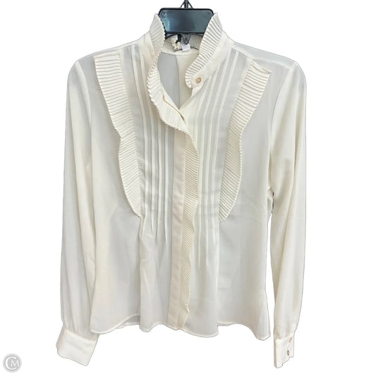 Top Long Sleeve By Express In White, Size: Xs