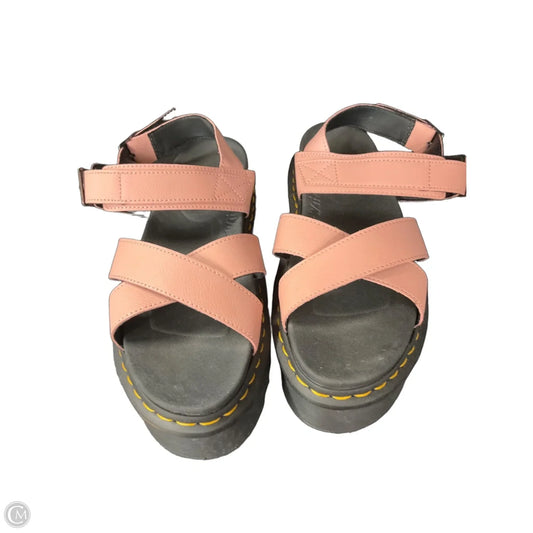 Sandals Heels Platform By Dr Martens In Black & Pink, Size: 11