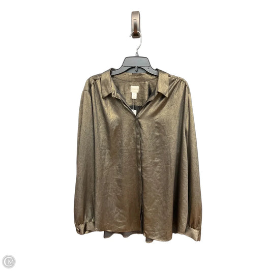 Blouse Long Sleeve By Chicos In Gold, Size: Xxl