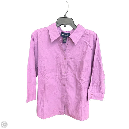 Blouse Long Sleeve By Denim And Company In Purple, Size: 1x