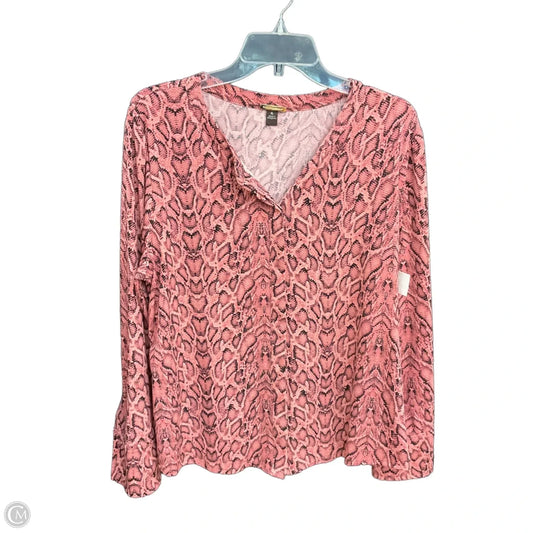 Top Long Sleeve By Dana Buchman In Snakeskin Print, Size: Xl