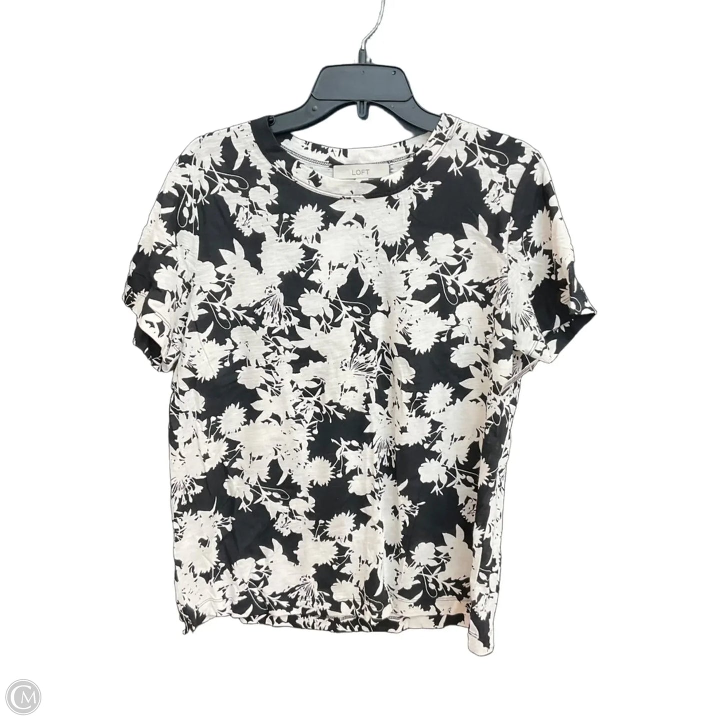 Top Short Sleeve By Loft In Black, Size: L