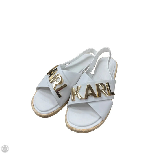 Sandals Designer By Karl Lagerfeld In White, Size: 9.5