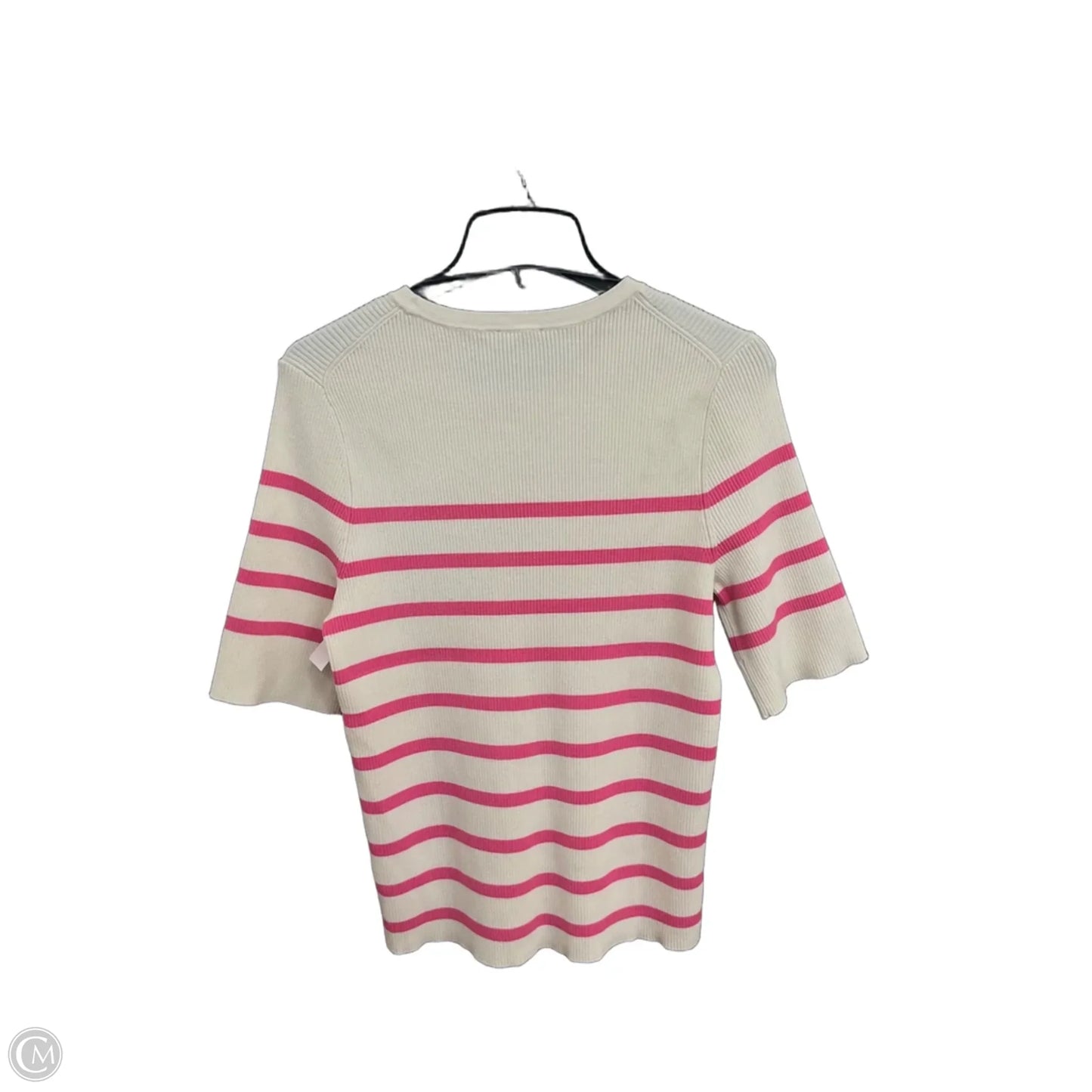 Top Short Sleeve By Talbots In Cream & Pink, Size: L
