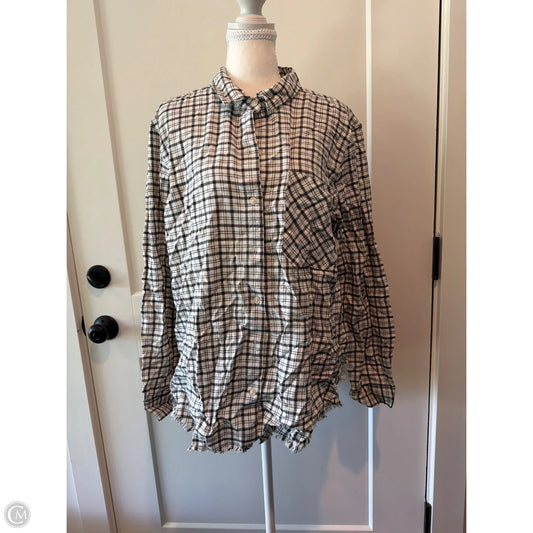 Top Long Sleeve By Eddie Bauer In Plaid Pattern, Size: Xl