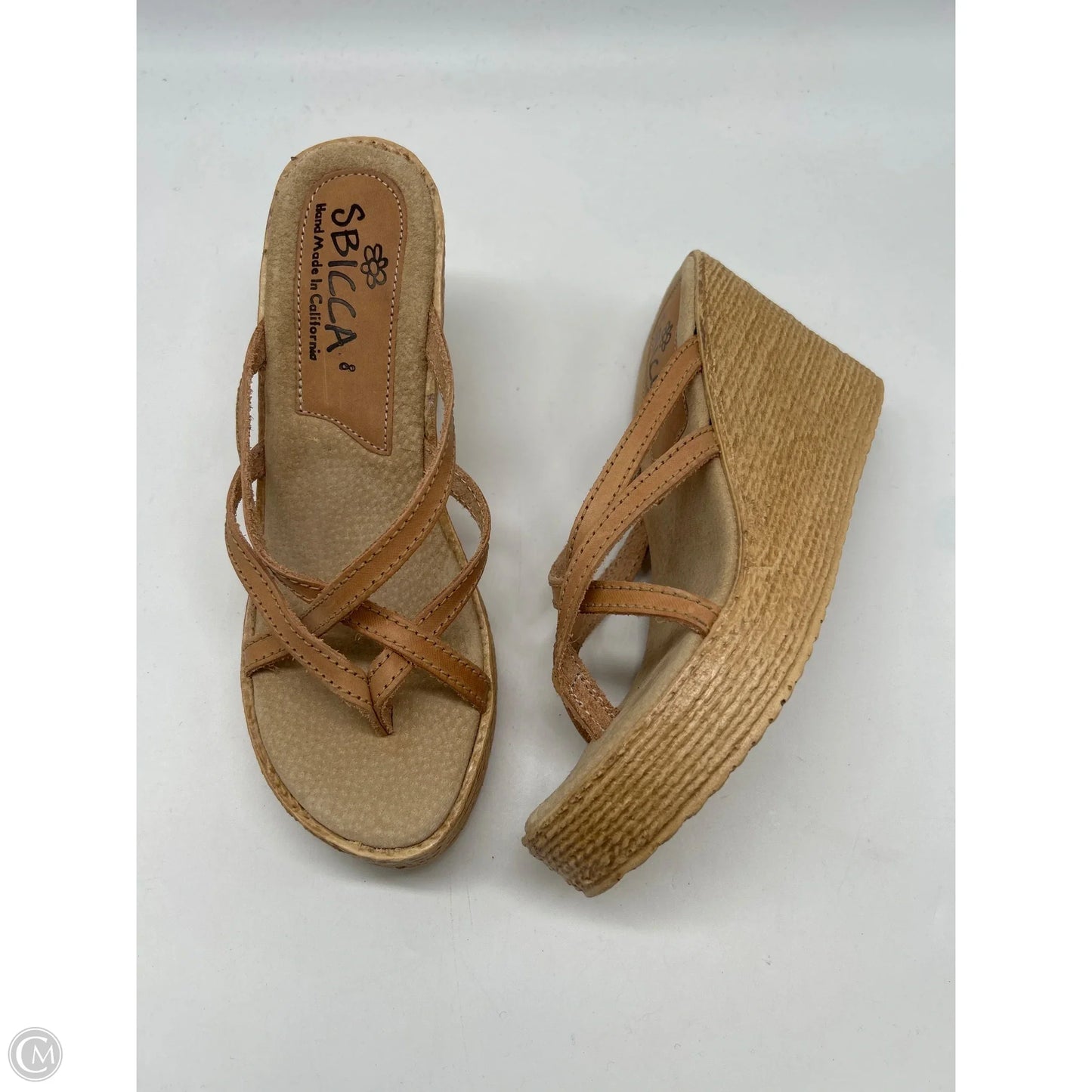Sandals Heels Wedge By Sbicca In Tan, Size: 8
