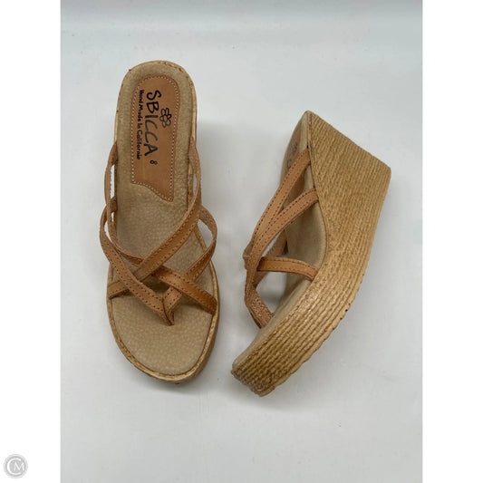 Sandals Heels Wedge By Sbicca In Tan, Size: 8