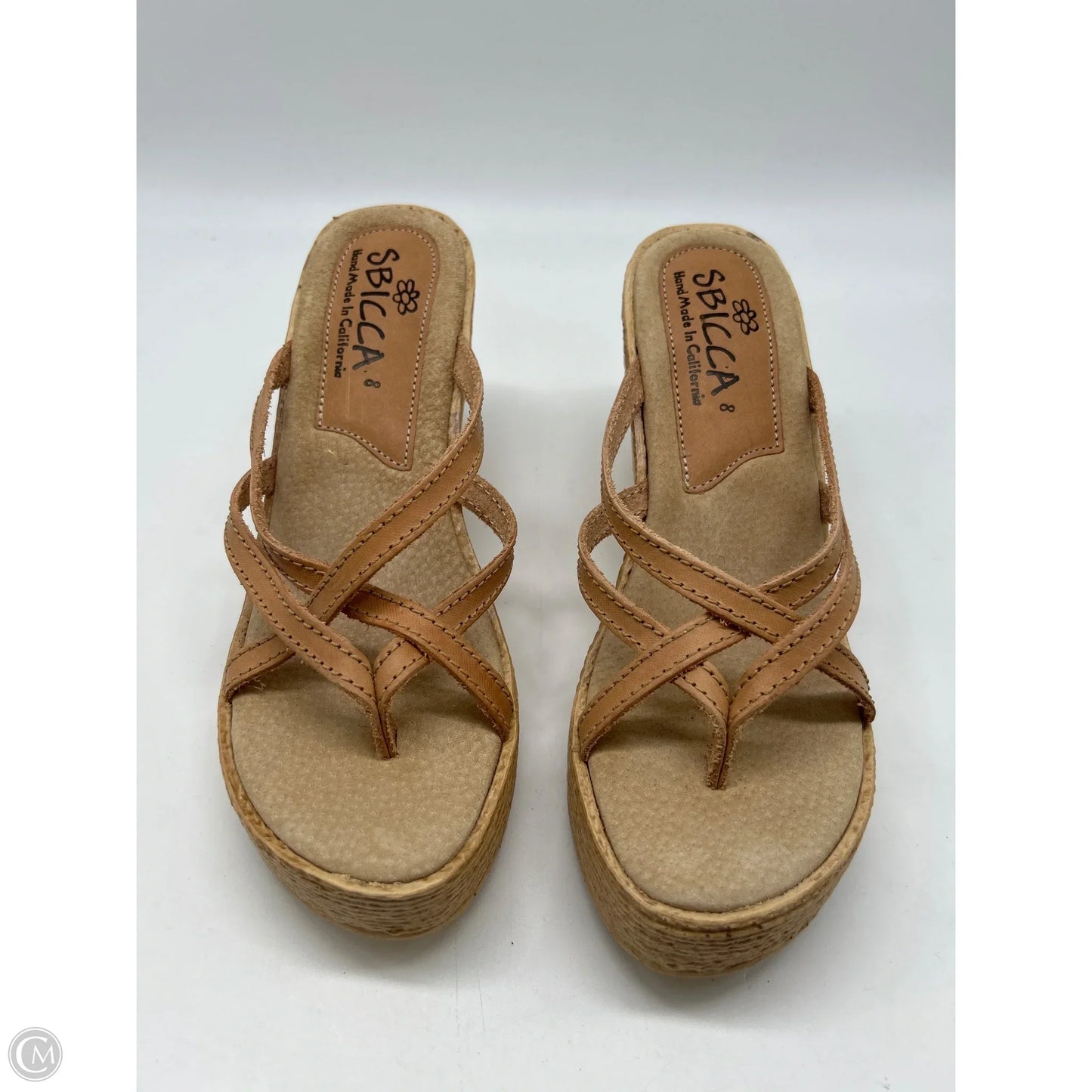 Sandals Heels Wedge By Sbicca In Tan, Size: 8