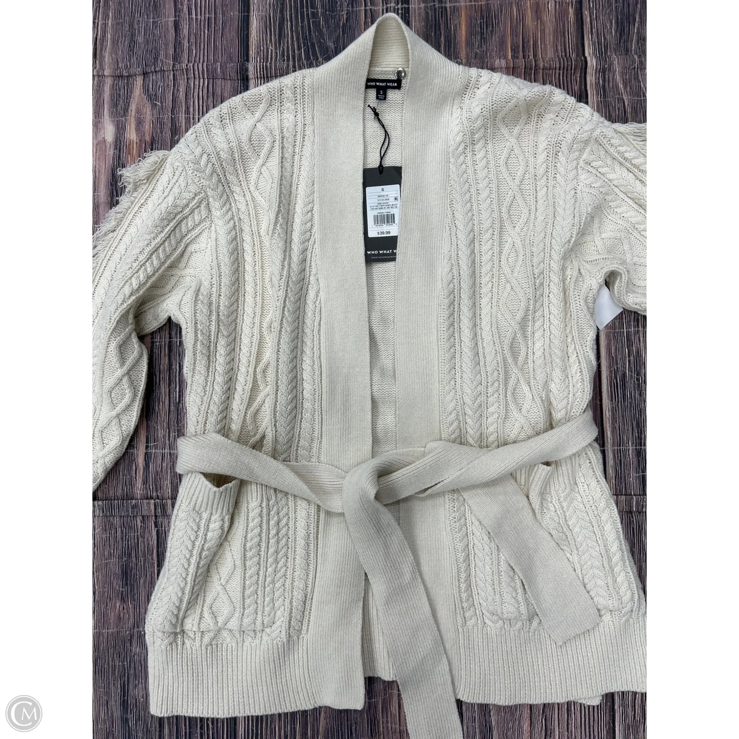 Cardigan By Who What Wear In Cream, Size: S