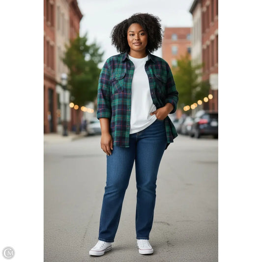 Top Long Sleeve By Old Navy In Plaid Pattern, Size: Xl