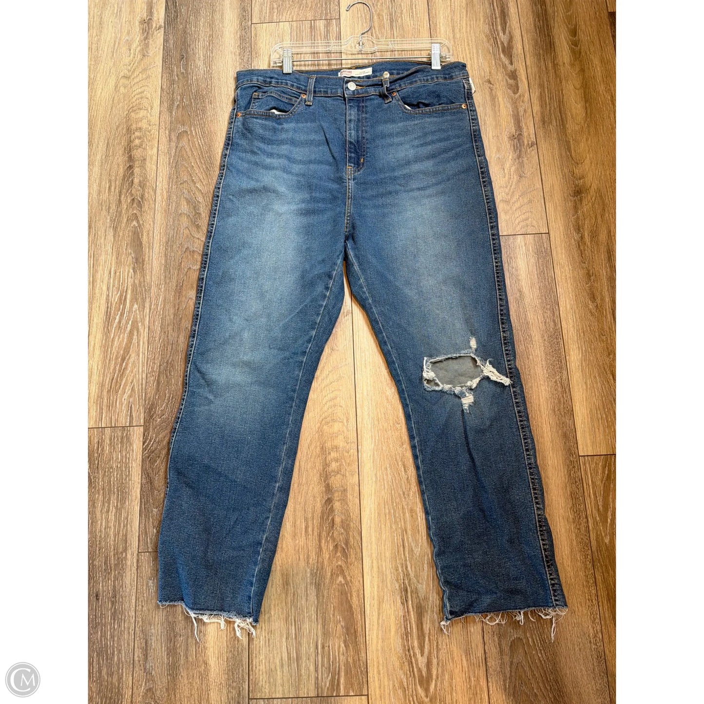 Jeans Straight By Levis In Blue Denim, Size: 16