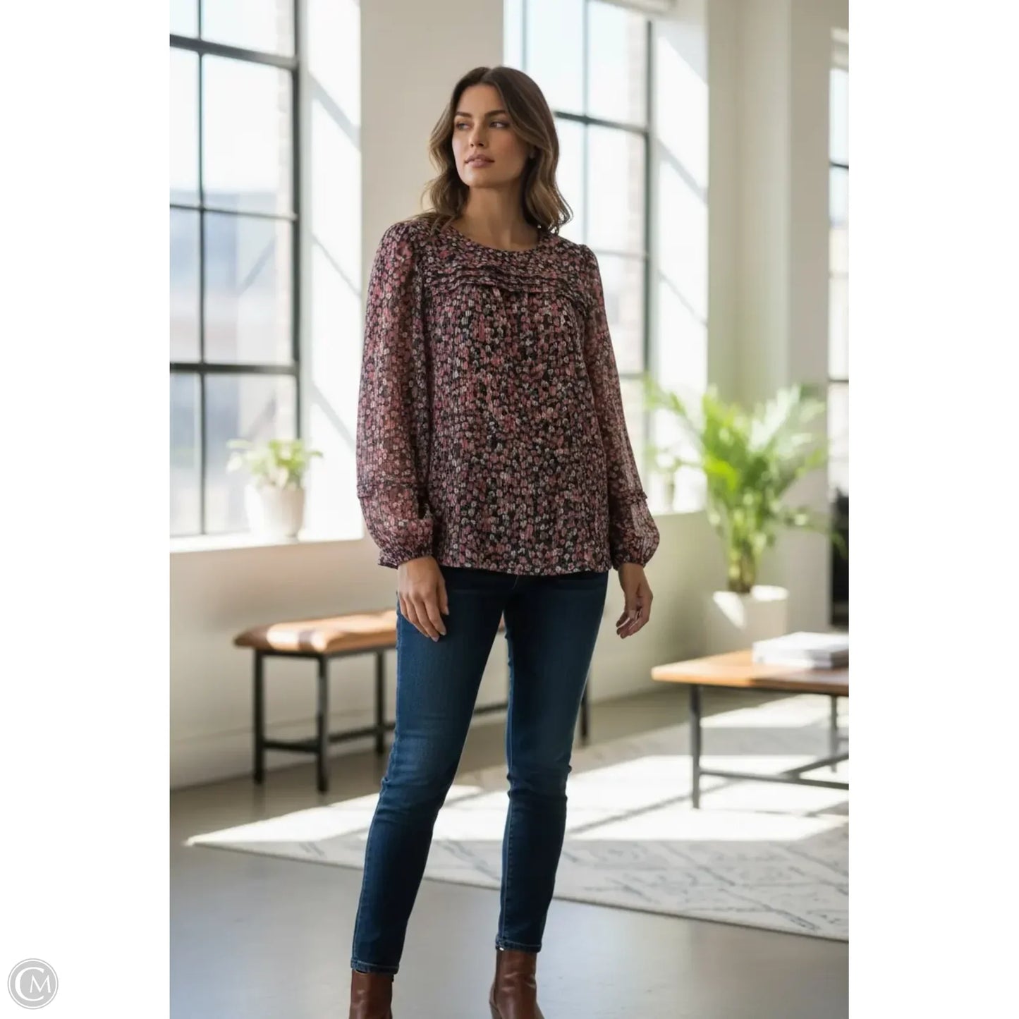 Top Long Sleeve By Loft In Pink, Size: M