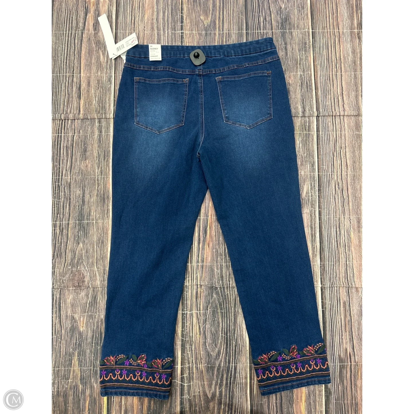 Jeans Straight By Tribal In Blue Denim, Size: 14