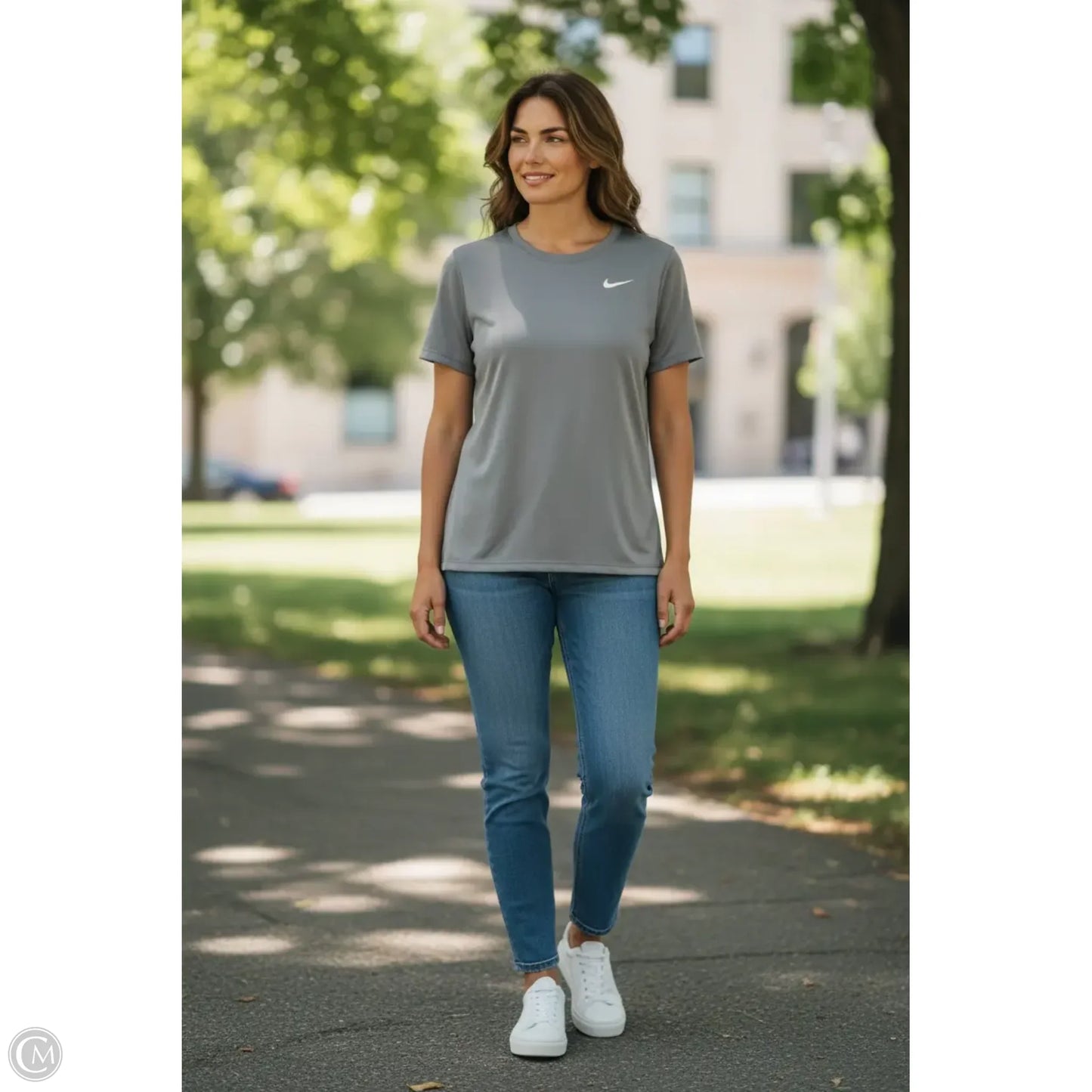 Athletic Top Short Sleeve By Nike In Blue, Size: S