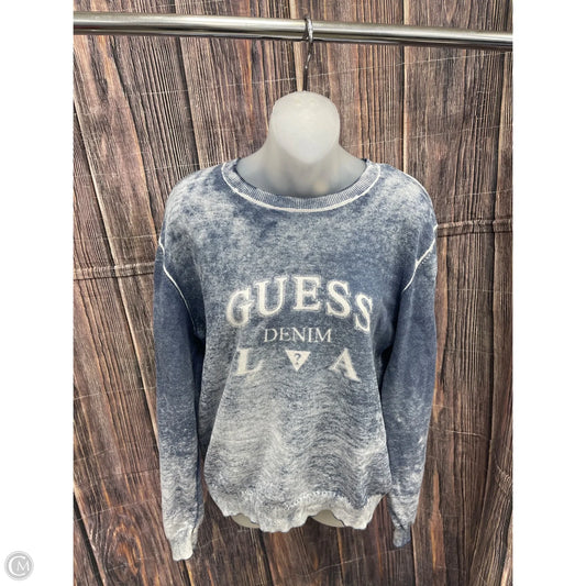 Top Long Sleeve By Guess In Blue, Size: M