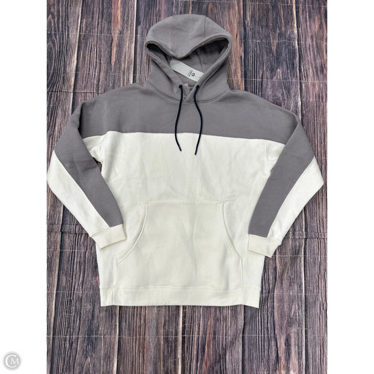 Sweatshirt Hoodie By Mono B In Grey & White, Size: M