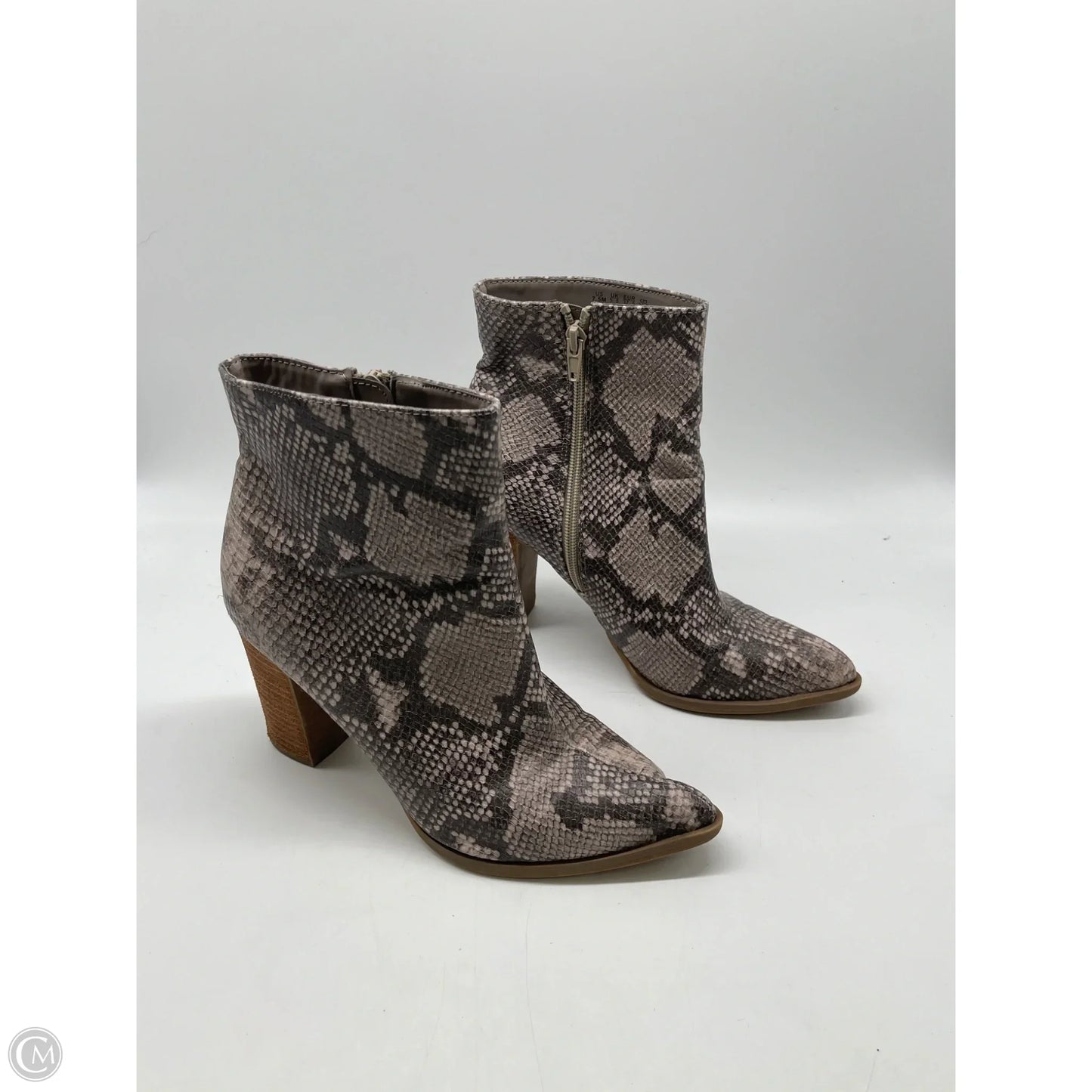Boots Ankle Heels By Carlos By Carlos Santana In Snakeskin Print, Size: 7.5