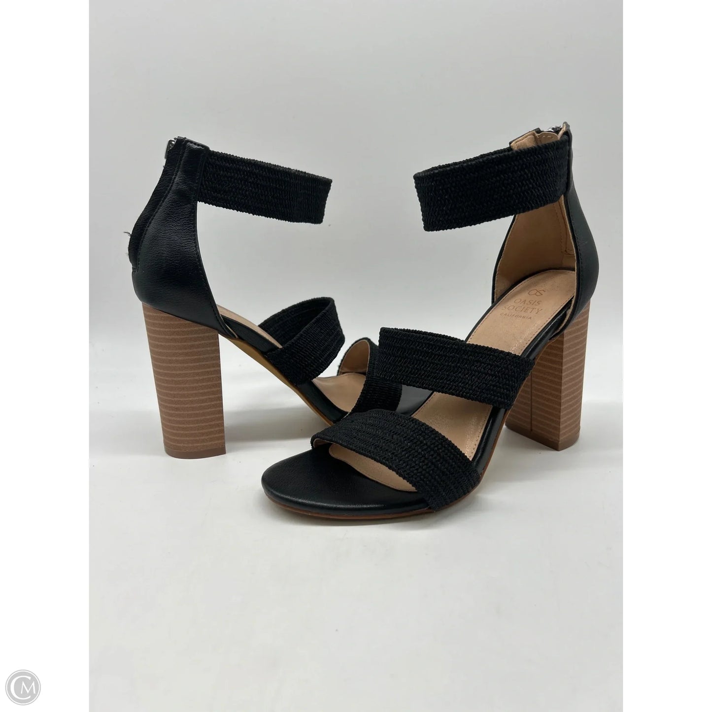 Sandals Heels Block By Oasis Society In Black, Size: 8.5