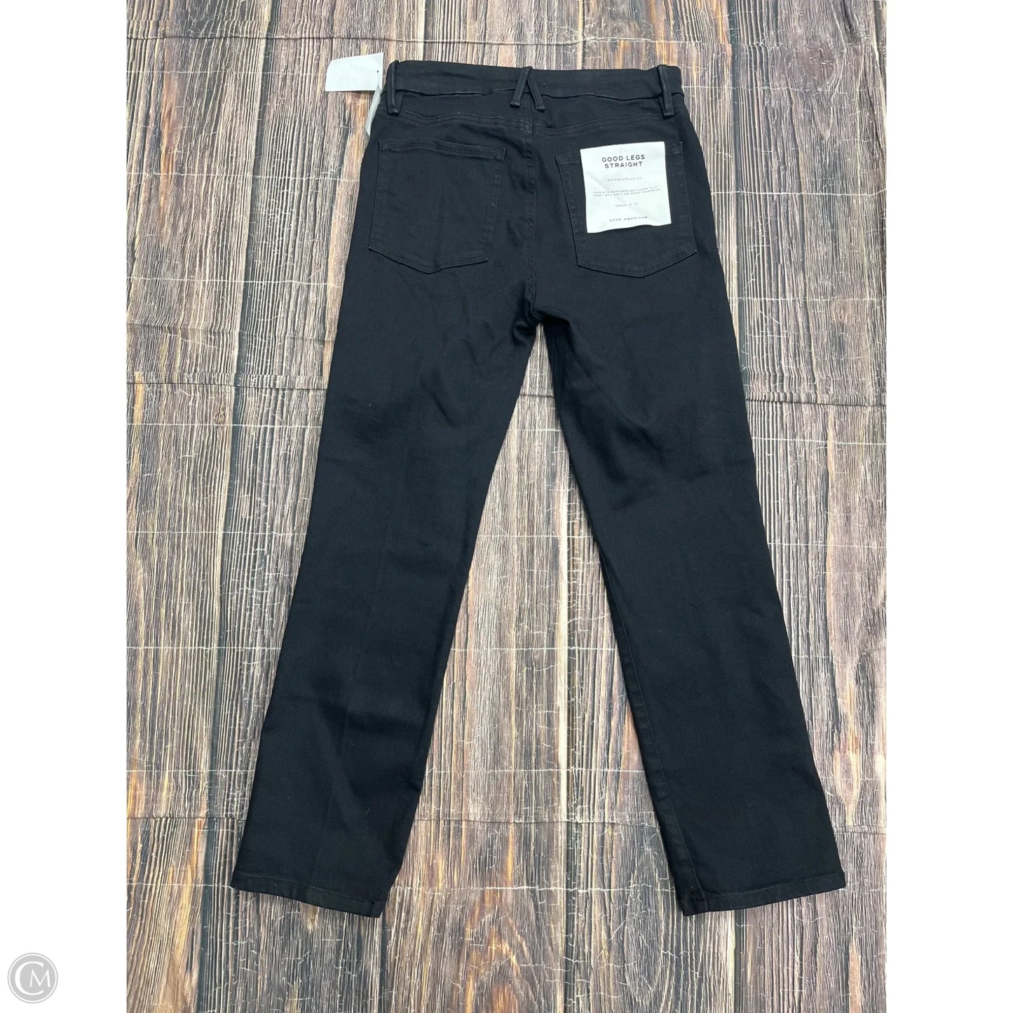 Jeans Straight By Good American In Black Denim, Size: L