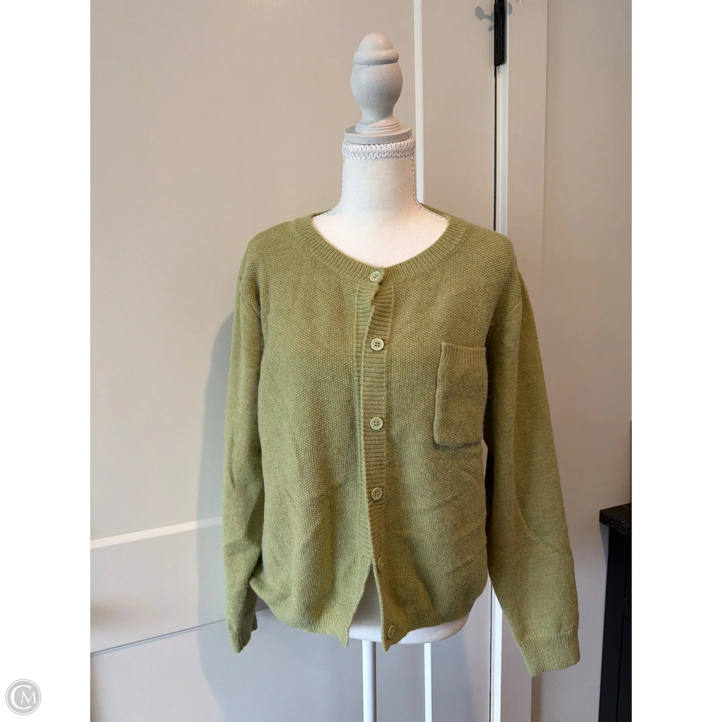 Sweater Cardigan By Clothes Mentor In Green, Size: L