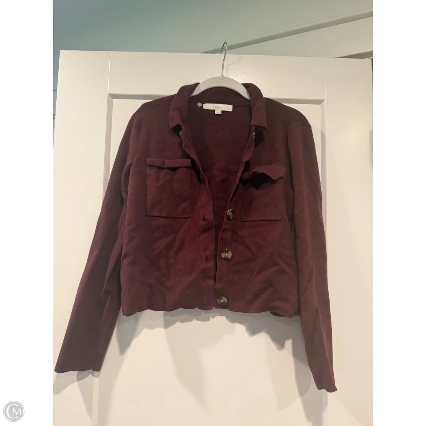 Sweater Cardigan By Loft In Maroon, Size: Sp