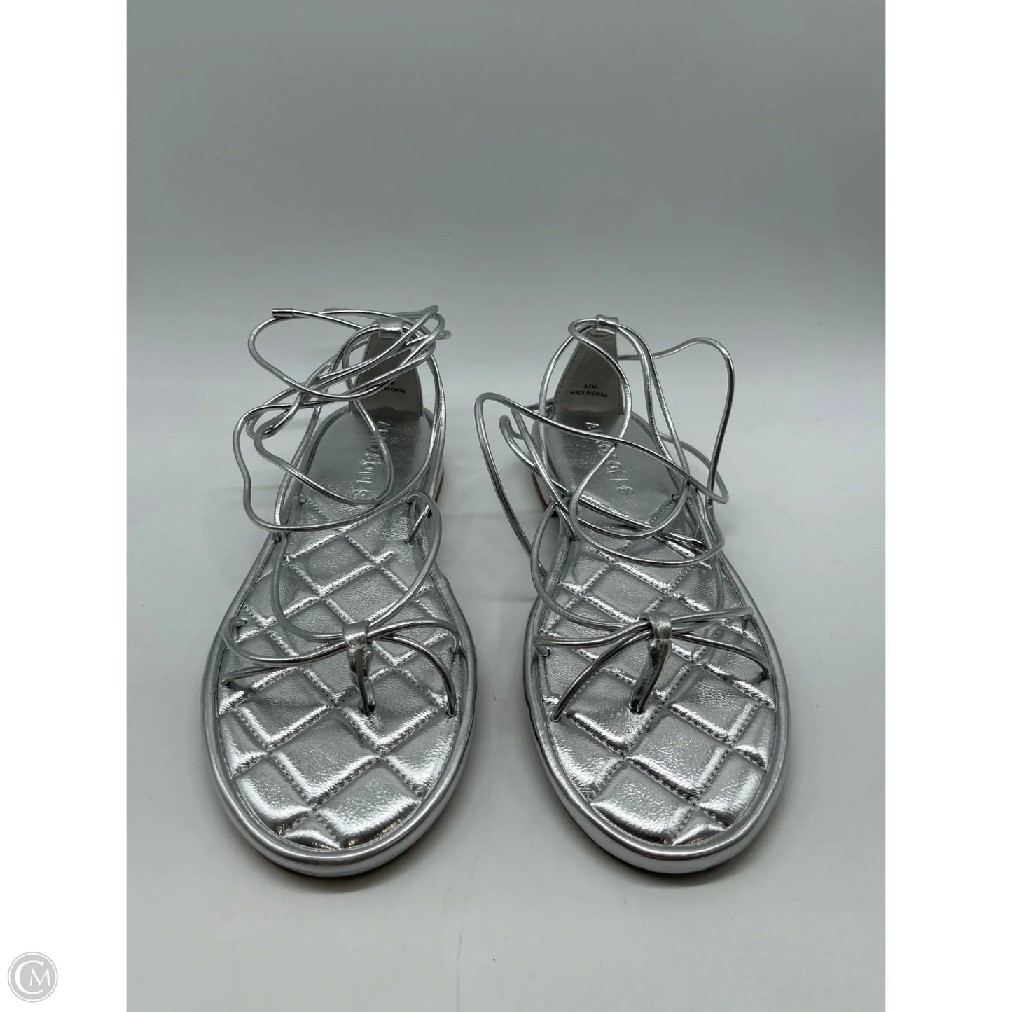 Sandals Flats By Aerosoles In Silver, Size: 8.5