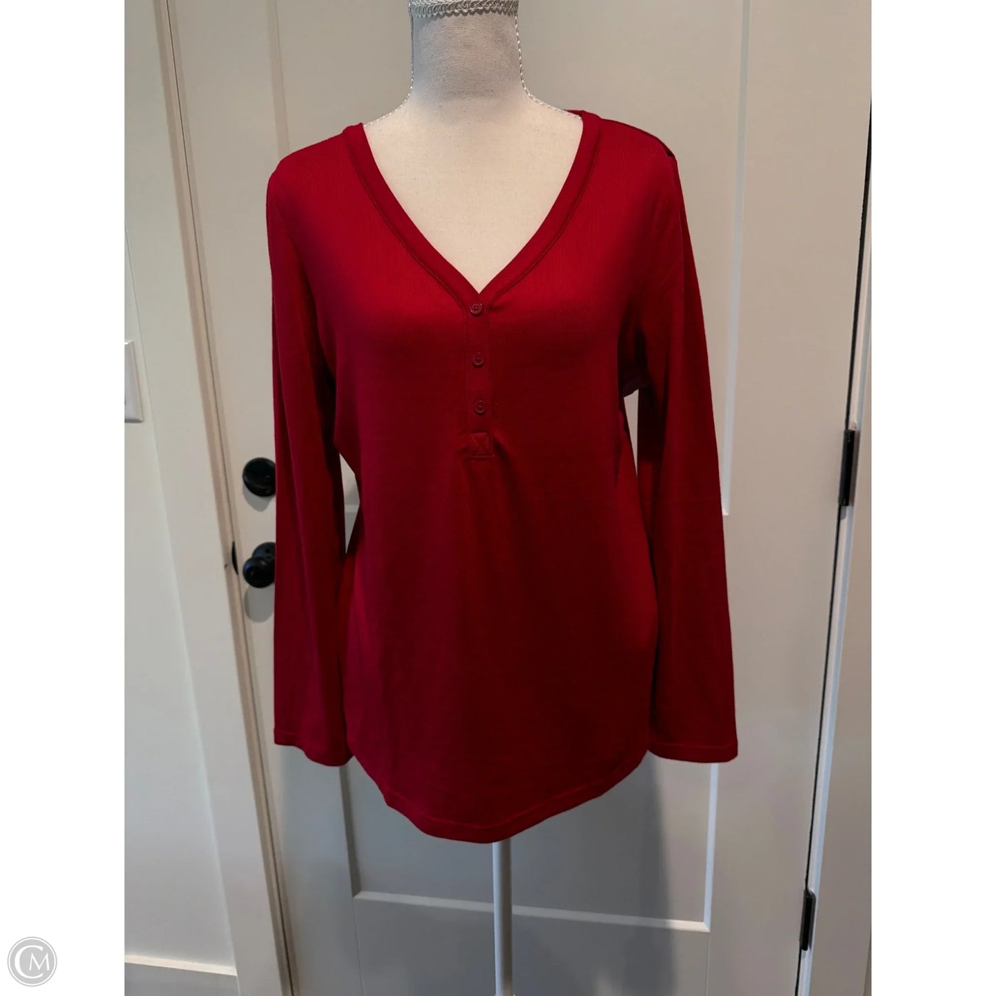 Top Long Sleeve Basic By Mario Serrani In Red, Size: M