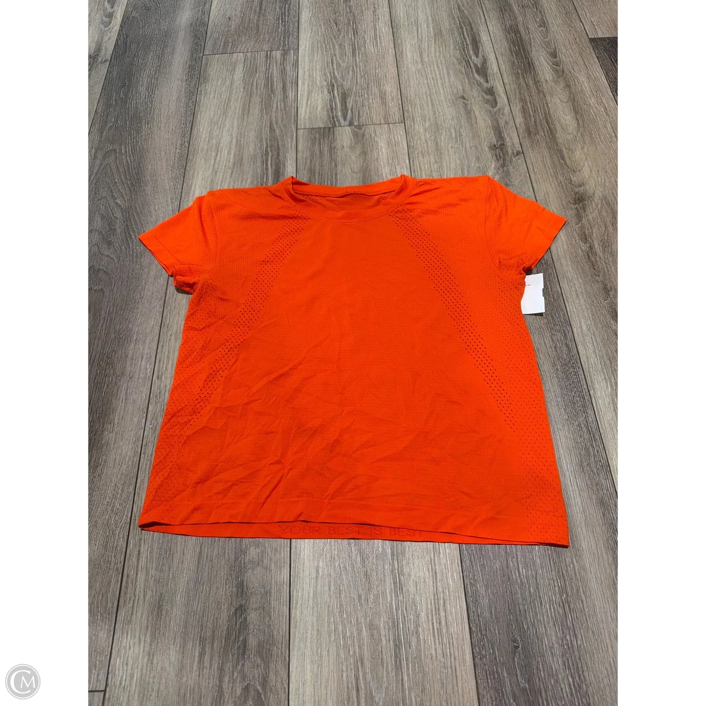 Athletic Top Short Sleeve By Lululemon In Orange, Size: 8
