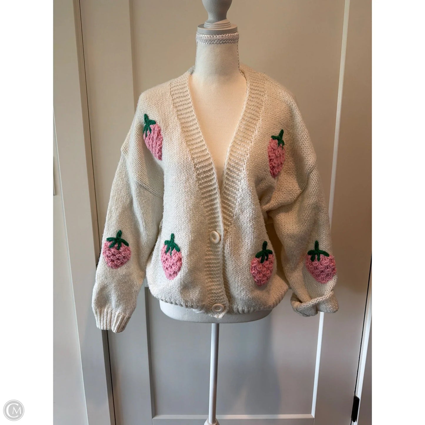 Sweater Cardigan By Clothes Mentor In White, Size: M