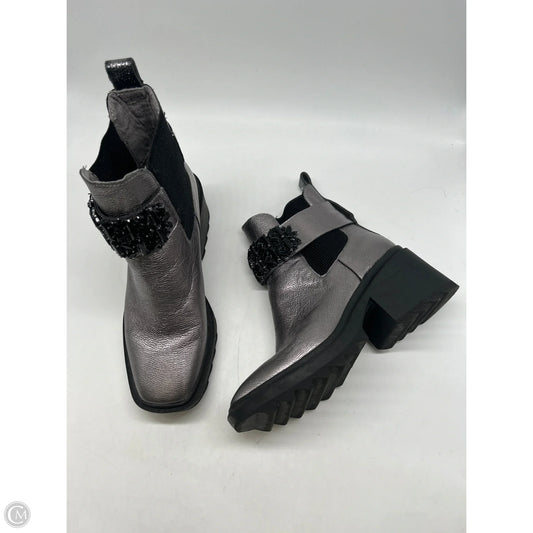 Boots Designer By Karl Lagerfeld In Silver, Size: 9