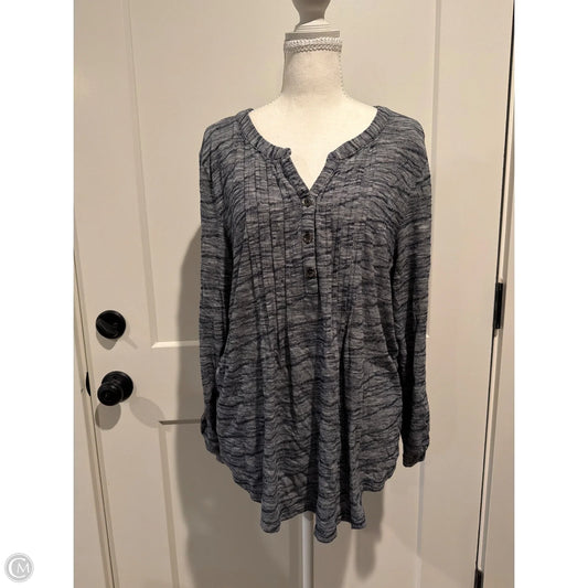 Top Long Sleeve By Christopher And Banks In Blue, Size: Xl