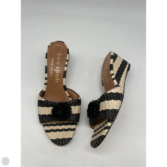 Sandals Designer By Kate Spade In Black & Cream, Size: 8
