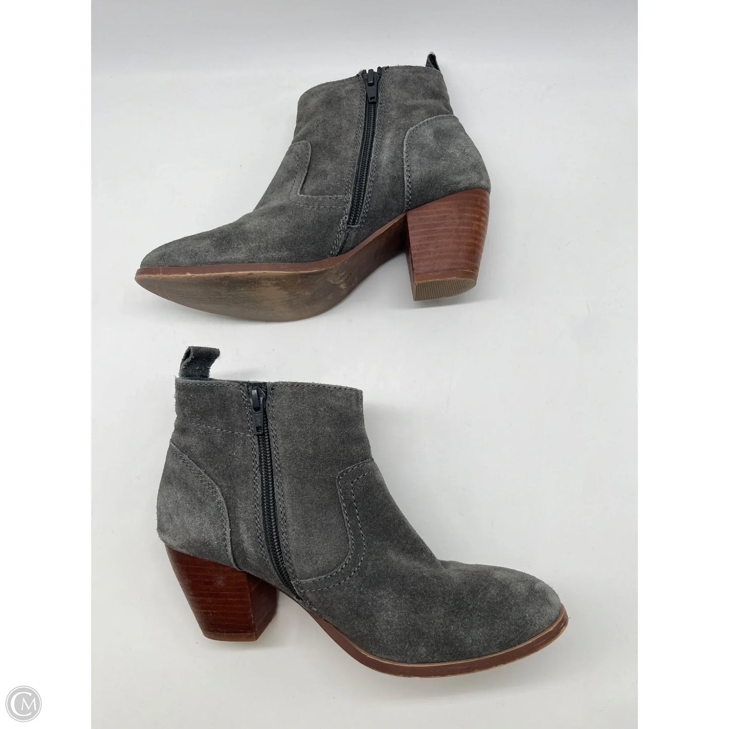 Boots Ankle Heels By Diba In Grey, Size: 7.5
