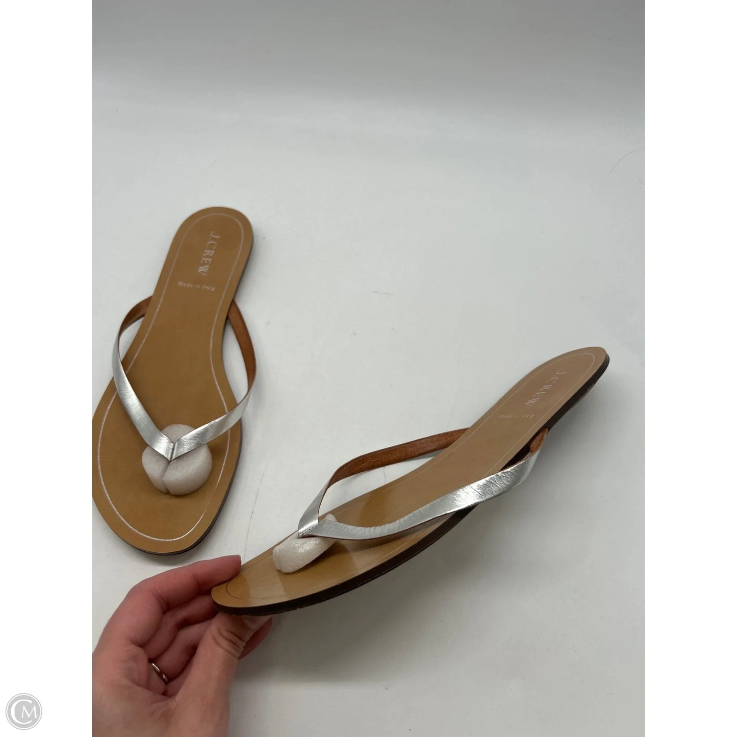 Sandals Flip Flops By J. Crew In Silver, Size: 9