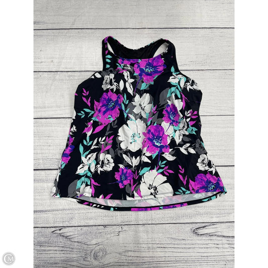Swimsuit Top By Clothes Mentor In Black & Purple, Size: 22