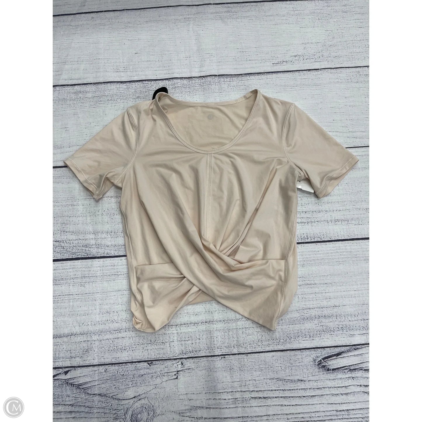Athletic Top Short Sleeve By Lululemon In Cream, Size: S