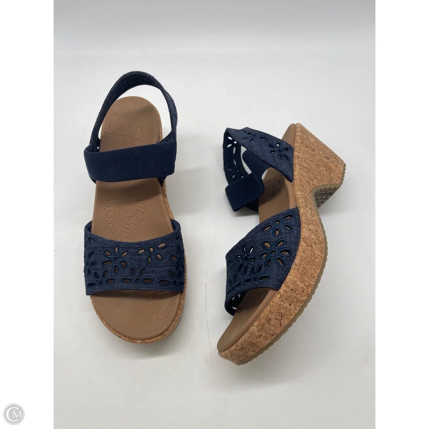 Sandals Heels Block By Skechers In Blue, Size: 8