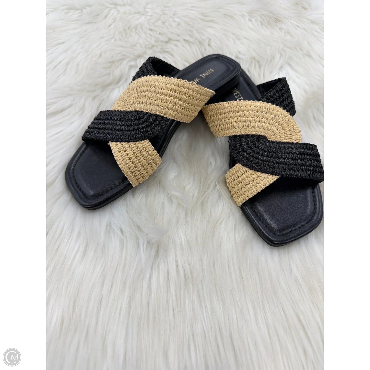 Sandals Flats By Nine West In Black & Tan, Size: 8.5
